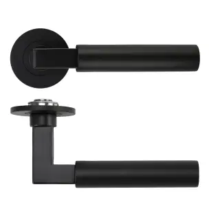 RT050-SLIM-PCB - Zoo Hardware Rosso Tecnica 'Garda' Lever on 4mm Round Slim Rose &lpar;Sprung&rpar; - Powder Coat Black
