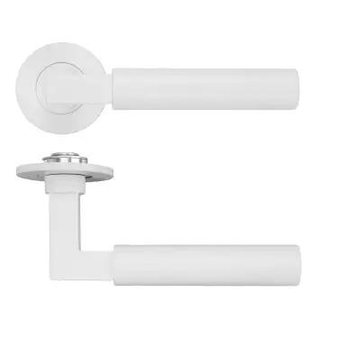 Click Here To Enlarge This Photo Of RT050-SLIM-PCW - Zoo Hardware Rosso Tecnica 'Garda' Lever on 4mm Round Slim Rose &lpar;Sprung&rpar; - Powder Coat White
