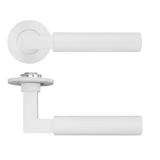 RT050-SLIM-PCW - Zoo Hardware Rosso Tecnica 'Garda' Lever on 4mm Round Slim Rose &lpar;Sprung&rpar; - Powder Coat White