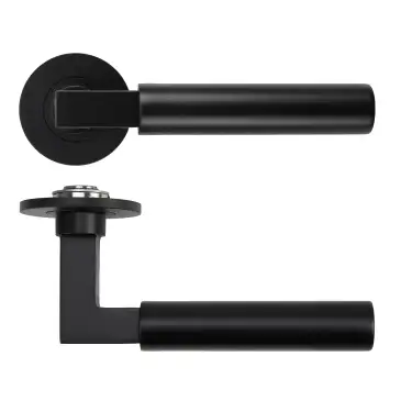 Click Here To Enlarge This Photo Of RT050-SLIM-PVDBLK - Zoo Hardware Rosso Tecnica 'Garda' Lever on 4mm Round Slim Rose &lpar;Sprung&rpar; - PVD Black