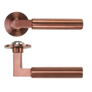 RT050-SLIM-PVDBZ - Zoo Hardware Rosso Tecnica 'Garda' Lever on 4mm Round Slim Rose &lpar;Sprung&rpar; - PVD Satin Bronze