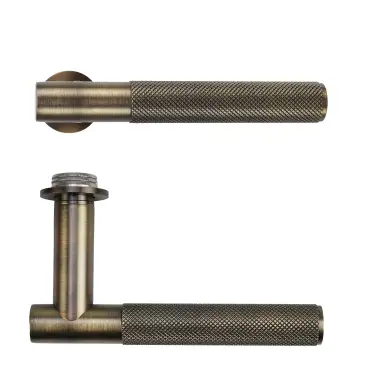 Click Here To Enlarge This Photo Of RT060-MINI-AB - Zoo Hardware Rosso Tecnica 'Orta' Lever on Round Mini Rose - Antique Brass
