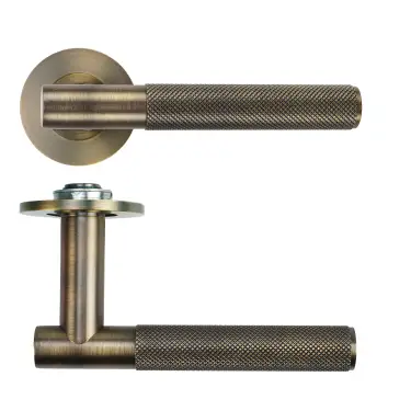 Click Here To Enlarge This Photo Of RT060-SLIM-AB - Zoo Hardware Rosso Tecnica 'Orta' Lever on 4mm Round Slim Rose &lpar;Sprung&rpar; - Antique Brass