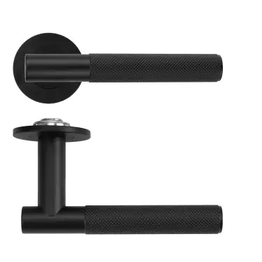Click Here To Enlarge This Photo Of RT060-SLIM-PCB - Zoo Hardware Rosso Tecnica 'Orta' Lever on 4mm Round Slim Rose &lpar;Sprung&rpar; - Powder Coat Black