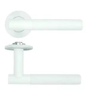 RT060-SLIM-PCW - Zoo Hardware Rosso Tecnica 'Orta' Lever on 4mm Round Slim Rose &lpar;Sprung&rpar; - Powder Coat White