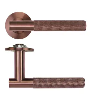 RT060-SLIM-PVDBZ - Zoo Hardware Rosso Tecnica 'Orta' Lever on 4mm Round Slim Rose &lpar;Sprung&rpar; - PVD Satin Bronze