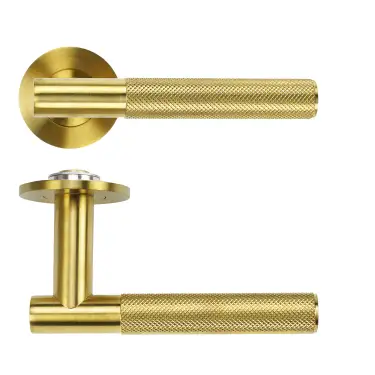 Click Here To Enlarge This Photo Of RT060-SLIM-PVDSB - Zoo Hardware Rosso Tecnica 'Orta' Lever on 4mm Round Slim Rose &lpar;Sprung&rpar; - PVD Satin Brass