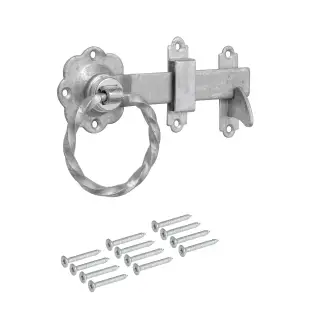Eclipse J93191 Galvanised Twisted Ring Gate Latch Set &lpar;Heavy Duty&rpar; 152mm with Fixings