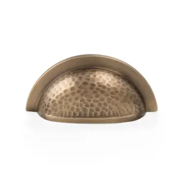 Click Here To Enlarge This Photo Of AW912AB - Alexander & Wilks Bardom Hammered Ridged Cup Pull - Antique Brass