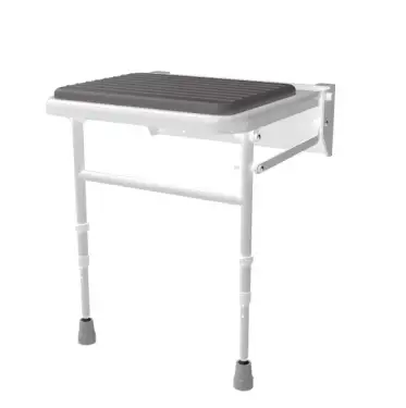 Click Here To Enlarge This Photo Of 130204&sol;GY Fitzroy of London Wall Mounted Padded Shower Seat with Support Legs - Grey &lpar;RAL 7005&rpar;
