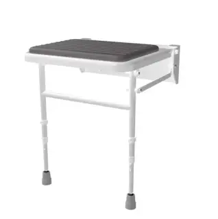 130204&sol;GY Fitzroy of London Wall Mounted Padded Shower Seat with Support Legs - Grey &lpar;RAL 7005&rpar;