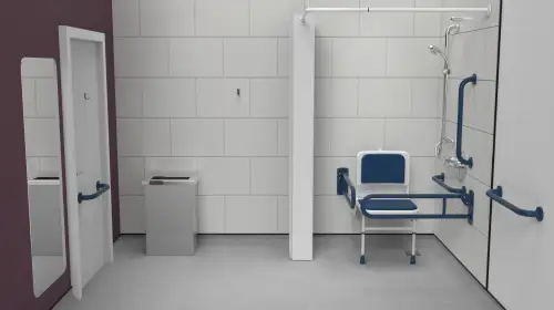 Click Here To Enlarge This Photo Of 230403&sol;DB Fitzroy of London Concealed Valve Doc M Shower Pack &lpar;Stainless Steel&rpar; with Concealed Fixings - Dark Blue &lpar;RAL 5011&rpar;
