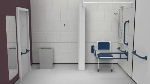 Click Here To Enlarge This Photo Of 230404&sol;DB Fitzroy of London Exposed Valve Doc M Shower Pack &lpar;Stainless Steel&rpar; with Concealed Fixings - Dark Blue &lpar;RAL 5011&rpar;