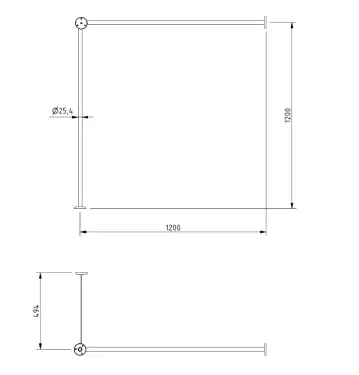 Click Here To Enlarge This Photo Of 250502&sol;SS Fitzroy of London L-Shaped 1200mm x 1200mm Stainless Steel Shower Curtain Track - Satin