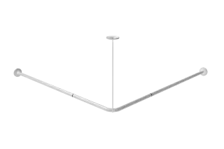 250502&sol;WH Fitzroy of London L-Shaped 1200mm x 1200mm Stainless Steel Shower Curtain Track - White &lpar;RAL 9016&rpar;
