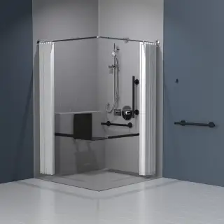 321104&sol;MB Fitzroy of London Luxury Concealed Valve Doc M Shower Pack &lpar;Stainless Steel&rpar; with Concealed Fixings & Slimline Shower Seat -  Matt Black &lpar;RAL 9005&rpar;