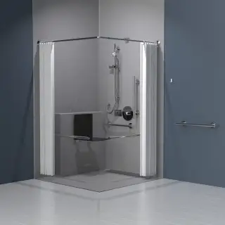 321104&sol;SP Fitzroy of London Luxury Concealed Valve Doc M Shower Pack &lpar;Stainless Steel&rpar; with Concealed Fixings & Slimline Shower Seat -  Polished