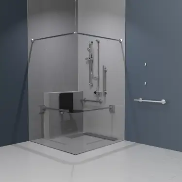 Click Here To Enlarge This Photo Of 321105&sol;SS Fitzroy of London Luxury Exposed Valve Doc M Shower Pack &lpar;Stainless Steel&rpar; with Concealed Fixings & Slimline Shower Seat -  Satin