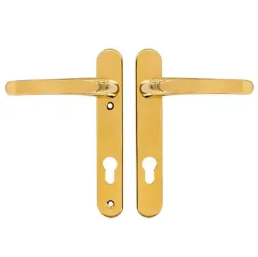 Click Here To Enlarge This Photo Of TSSHAN122LLB - TSS Lever&sol;Lever UPVC Multipoint Door Handles - 92mm PZ &lpar;Sprung&rpar; 122mm Screw Centres - Polished Brass