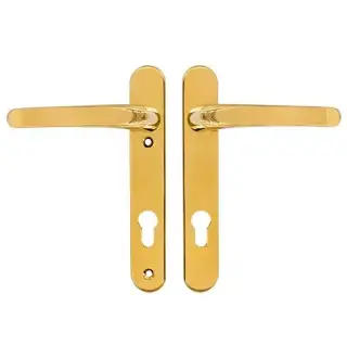TSSHAN122LLB - TSS Lever&sol;Lever UPVC Multipoint Door Handles - 92mm PZ &lpar;Sprung&rpar; 122mm Screw Centres - Polished Brass