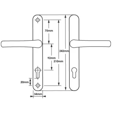 Click Here To Enlarge This Photo Of TSSHAN210LLS - TSS Lever&sol;Lever UPVC Multipoint Door Handles - 92mm PZ &lpar;Sprung&rpar; 210mm Screw Centres - Silver
