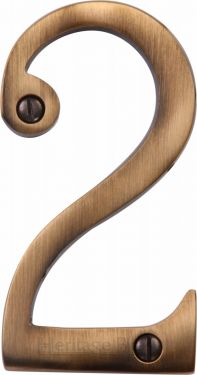 Click Here To Enlarge This Photo Of C1560 2-AT Heritage Brass Numeral 2 Face Fix 76mm &lpar;3"&rpar; Antique Brass Finish