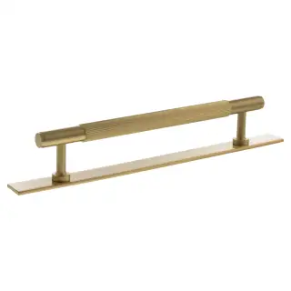 MHCLB17160SB - Millhouse Brass Battersea Linear T-Bar Cabinet Pull Handle on Backplate 160mm - Satin Brass