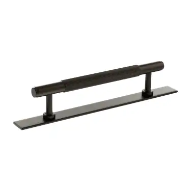 Click Here To Enlarge This Photo Of MHCLB17128UDB - Millhouse Brass Battersea Linear T-Bar Cabinet Pull Handle on Backplate 128mm - Urban Dark Bronze
