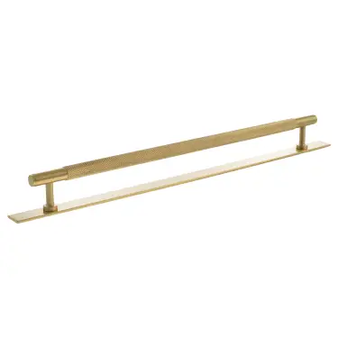 Click Here To Enlarge This Photo Of MHCKB17320SB - Millhouse Brass Eiffel Knurled T-Bar Cabinet Pull Handle on Backplate 320mm - Satin Brass