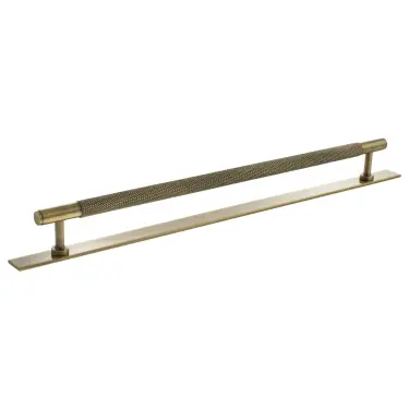 Click Here To Enlarge This Photo Of MHCKB17320AB - Millhouse Brass Eiffel Knurled T-Bar Cabinet Pull Handle on Backplate 320mm - Antique Brass