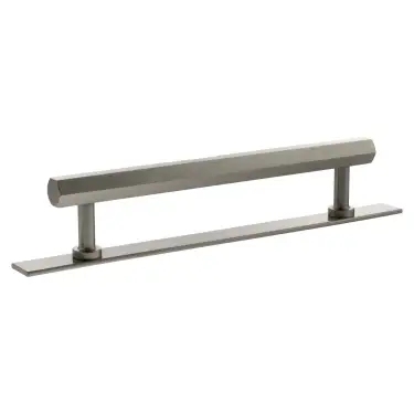 Click Here To Enlarge This Photo Of MHCHB17160SN - Millhouse Brass Pennington Hexagonal T-Bar Cabinet Pull Handle on Backplate 160mm - Satin Nickel