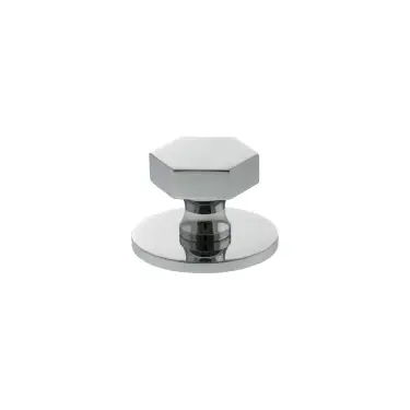 Click Here To Enlarge This Photo Of MHCHB1532PC - Millhouse Brass Pennington Hexagonal Cabinet Knob Handle on Backplate - Polished Chrome