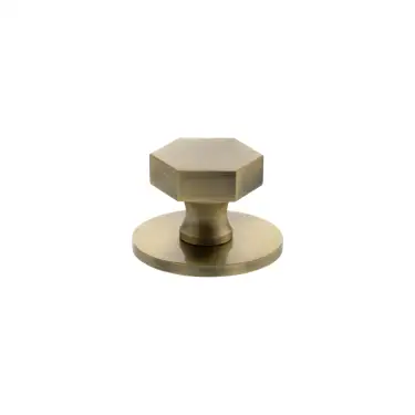 Click Here To Enlarge This Photo Of MHCHB1532AB - Millhouse Brass Pennington Hexagonal Cabinet Knob Handle on Backplate - Antique Brass