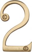 C1560 2-PB Heritage Brass Numeral 2 Face Fix 76mm &lpar;3"&rpar; Polished Brass Finish