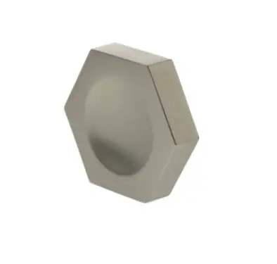 Click Here To Enlarge This Photo Of MHCH1338SN - Millhouse Brass Pennington Hexagonal Finger Pull Cabinet Knob Handle - Satin Nickel