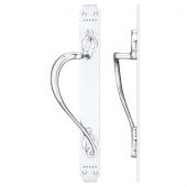 FB114LCP - Zoo Hardware Fulton & Bray Cast Brass Pull Handle with Art Nouveau Backplate &lpar;Left Handed&rpar; 377 x 42mm Polished Chrome