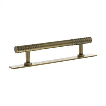 Click Here To Enlarge This Photo Of MHCDB17128AB - Millhouse Brass Chrysler Diamond T-Bar Cabinet Pull Handle on Backplate 128mm - Antique Brass