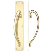 FB118L - Zoo Hardware Fulton & Bray Cast Brass Large Pull Handle with Backplate &lpar;Left Handed&rpar; 457 x 76mm Polished Brass