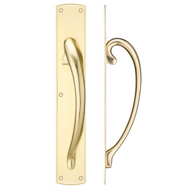 Click Here To Enlarge This Photo Of FB118R - Zoo Hardware Fulton & Bray Cast Brass Large Pull Handle with Backplate &lpar;Right Handed&rpar; 457 x 76mm Polished Brass
