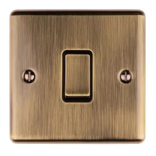 EN1SWABB - Eurolite 1 Gang 10Amp 2Way Switch Antique Brass with Black Trim &lpar;Enhance Range&rpar;