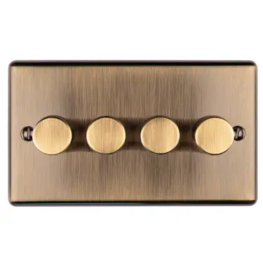 Click Here To Enlarge This Photo Of EN4DLEDABB - Eurolite 4 Gang 400W&sol;LED 2Way Dimmer Switch Antique Brass &lpar;Enhance Range&rpar;