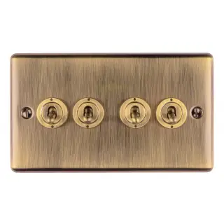 ENT4SWABB - Eurolite 4 Gang Toggle Switch Antique Brass &lpar;Enhance Range&rpar;