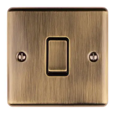 Click Here To Enlarge This Photo Of ENINTABB - Eurolite 1 Gang 10Amp Intermediate Switch Antique Brass with Black Trim &lpar;Enhance Range&rpar;