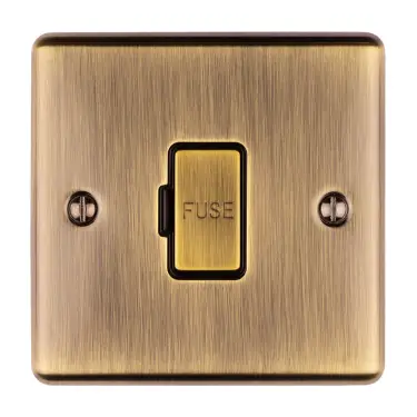 Click Here To Enlarge This Photo Of ENUSWFABB - Eurolite 13Amp Unswitched Fuse Spur Antique Brass with Black Trim &lpar;Enhance Range&rpar;