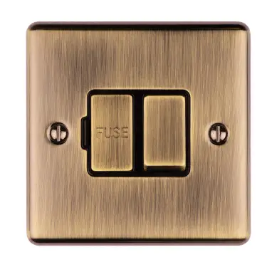 Click Here To Enlarge This Photo Of ENSWFABB - Eurolite 13Amp DP Switched Fuse Spur Antique Brass with Black Trim &lpar;Enhance Range&rpar;