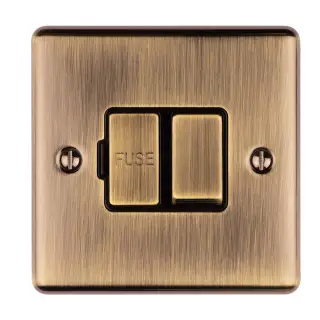 ENSWFABB - Eurolite 13Amp DP Switched Fuse Spur Antique Brass with Black Trim &lpar;Enhance Range&rpar;