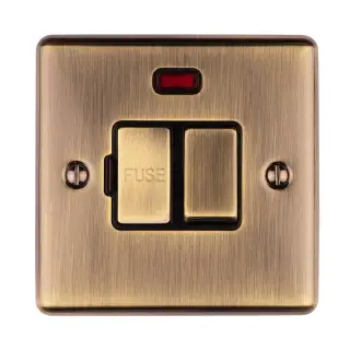 ENSWFNABB - Eurolite 13Amp DP Switched Fuse Spur with Neon Indicator Antique Brass with Black Trim &lpar;Enhance Range&rpar;