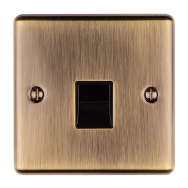 Click Here To Enlarge This Photo Of EN1SLABB - Eurolite 1 Gang Slave Telephone Socket Antique Brass with Black Trim &lpar;Enhance Range&rpar;