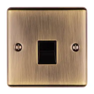 EN1SLABB - Eurolite 1 Gang Slave Telephone Socket Antique Brass with Black Trim &lpar;Enhance Range&rpar;