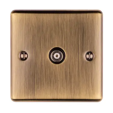 Click Here To Enlarge This Photo Of EN1TVABB - Eurolite 1 Gang TV Coaxial Socket Antique Brass with Black Trim &lpar;Enhance Range&rpar;